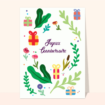 Fête colorée avec cadeaux et fleurs