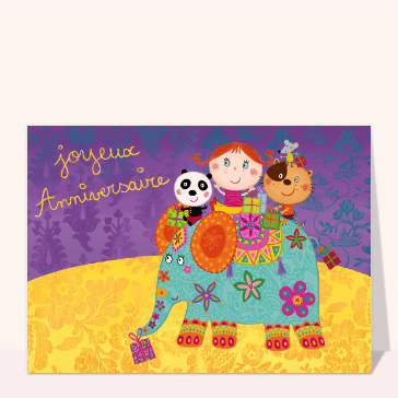 Éléphant festif et enfants heureux