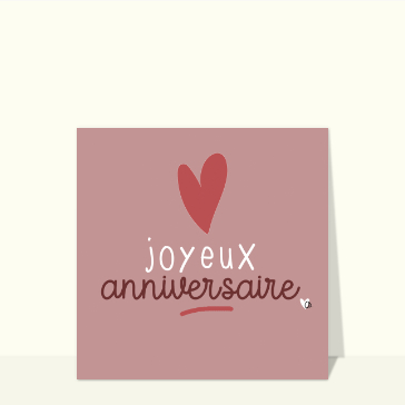 Joyeux anniversaire avec un coeur rouge vif