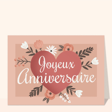 Joyeux anniversaire avec un cœur fleuri