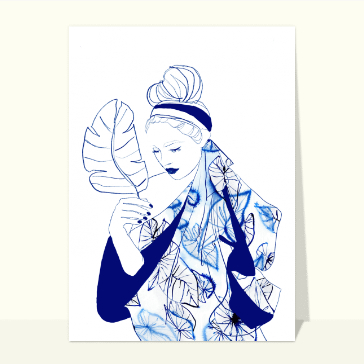Bonjour artistique et floral en bleu