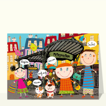 Bonjour enjoué à Paris avec des amis