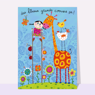 Un coucou coloré avec une girafe joyeuse