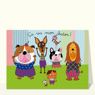 Un salut joyeux avec des animaux colorés