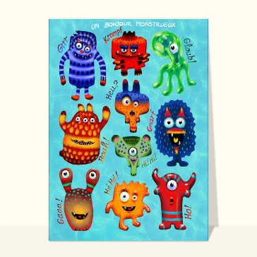 Bonjour coloré avec des monstres amusants
