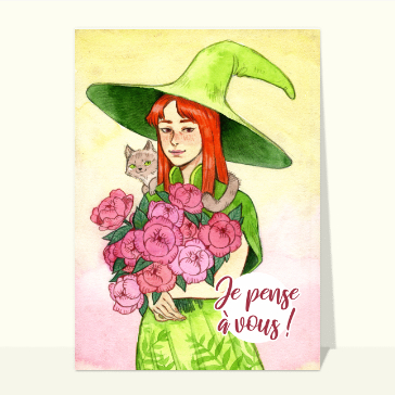 Bonjour fleuri d'une sorcière pleine de charme