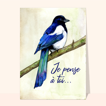 Bonjour coloré avec un oiseau pensif