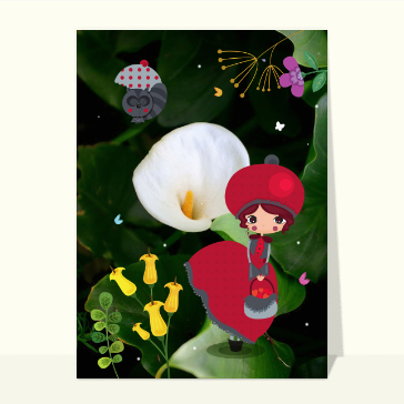 Bonjour joyeux avec un personnage coloré