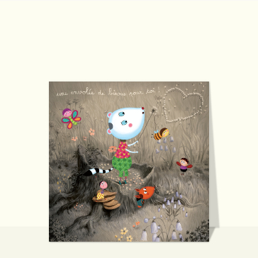 Bisous colorés d'un tendre personnage joyeux