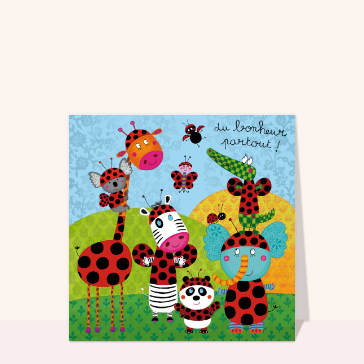 Bonjour coloré avec des animaux joyeux