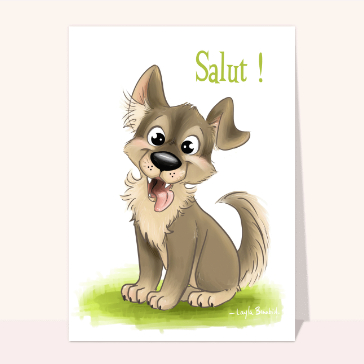 Salut joyeux d'un chiot adorable