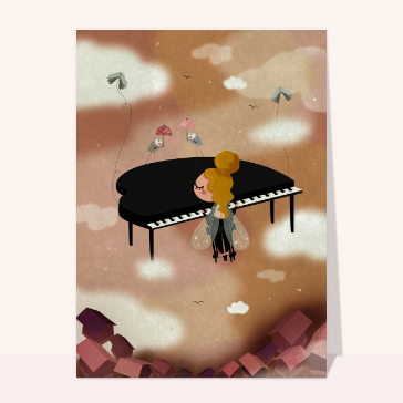 Bonjour mélodieux avec une fille au piano