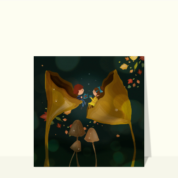 Bonjour tendre sous les feuilles dorées