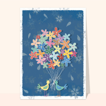 Un duo d'oiseaux au bouquet floral