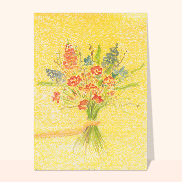 Bouquet éclatant sur fond jaune doux
