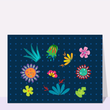 Fleurs multicolores sur fond bleu nuit