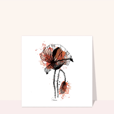 Coquelicot stylisé sur fond aquarelle