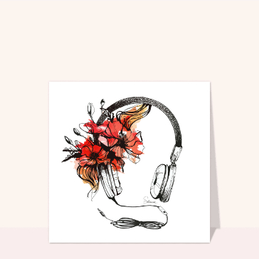 Fleurs éclatantes et casque musical élégant