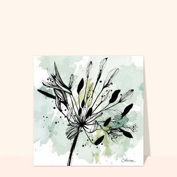Fleur délicate sur fond aquarelle verte