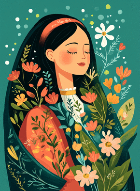 carte Fleurs &eacute;clatantes pour une Sainte Catherine joyeuse 