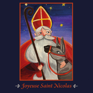 carte Saint Nicolas avec son &acirc;ne affectueux 