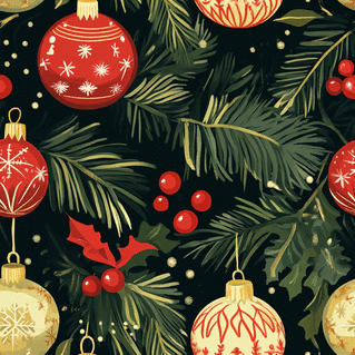 carte Boules de No&euml;l sur un fond verdoyant 