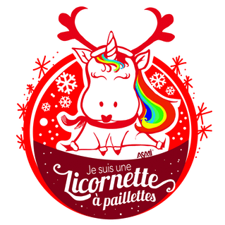 carte Licornette &agrave; paillettes pour un No&euml;l joyeux 