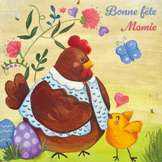 carte Poule et amour pour un Papi en f&ecirc;te 