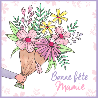 carte Bouquet de fleurs tendres pour Mamie ch&eacute;rie 