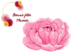carte F&ecirc;te florale avec rose pour une mamie ch&eacute;rie 