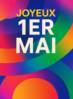 carte Joyeux 1er Mai avec des couleurs &eacute;clatantes 