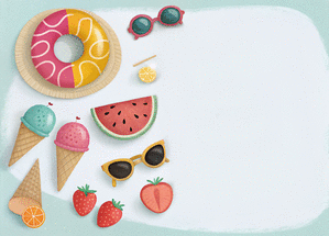 carte D&eacute;lices estivaux avec glaces et fruits frais 