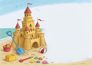 carte Ch&acirc;teau de sable et souvenirs d'&eacute;t&eacute; 