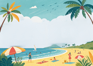 carte Plage paradisiaque et soleil d'&eacute;t&eacute; 