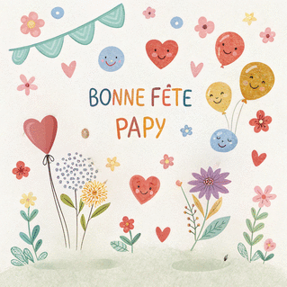 carte F&ecirc;te joyeuse et color&eacute;e pour Papi ch&eacute;ri 