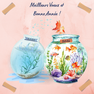 carte Voeux aquatiques pour une ann&eacute;e 2026 lumineuse 