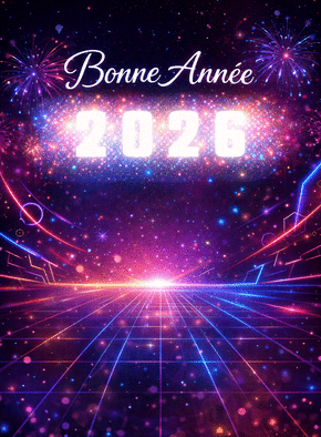 carte Bonne ann&eacute;e 2026 avec &eacute;clats lumineux 