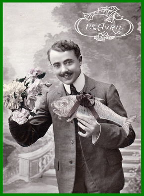 carte Homme &eacute;l&eacute;gant avec un poisson amusant 