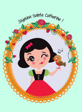 carte Sainte Catherine &agrave; la f&ecirc;te des fleurs 