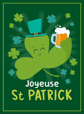 carte Tr&egrave;fle heureux avec bi&egrave;re &agrave; la Saint Patrick 