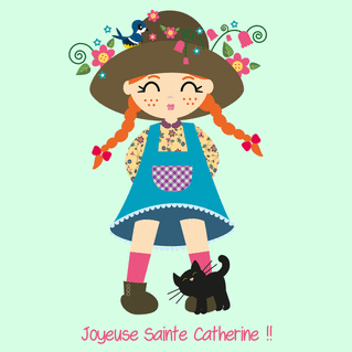 carte Sainte Catherine, f&ecirc;te aux fleurs color&eacute;es 