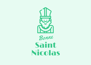 carte Bonne f&ecirc;te avec Saint Nicolas en vert 