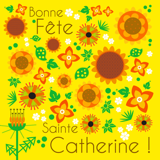 carte F&ecirc;te florale &eacute;clatante pour Sainte Catherine 