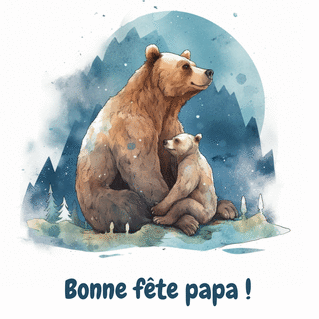 carte Ours affectueux pour une f&ecirc;te des p&egrave;res 