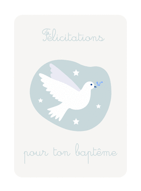 carte Colombe pure pour c&eacute;l&eacute;brer un bapt&ecirc;me 