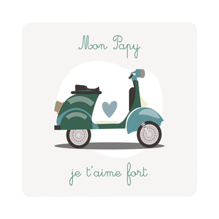 carte Mon Papy, scooter et tendres pens&eacute;es 