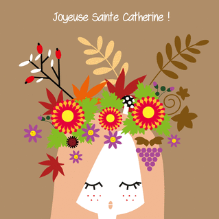 carte F&ecirc;te florale &eacute;clatante pour Sainte Catherine 