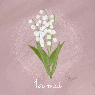 carte Muguet &eacute;l&eacute;gant sur fond rose tendre 
