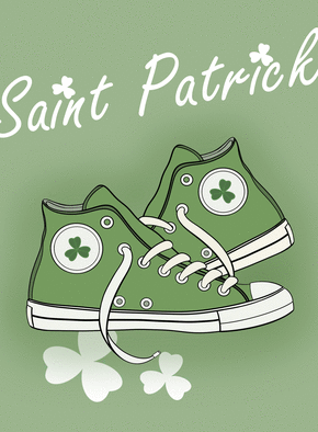 carte Baskets vertes et tr&egrave;fles pour Saint Patrick 
